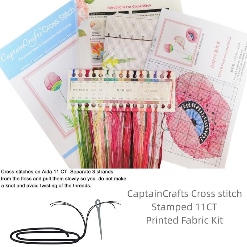 CaptainCrafts Cross Stitch Kits Stamped Cross Sttich Printed Fabric Cross Stitching DIY Art DMC Needlecrafts Embroidery Kit for Adults Beginner (Stamped, Drifting Bottle in The Sea) - Image 4